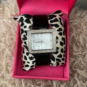 Black Betsy Johnson watch black leather band